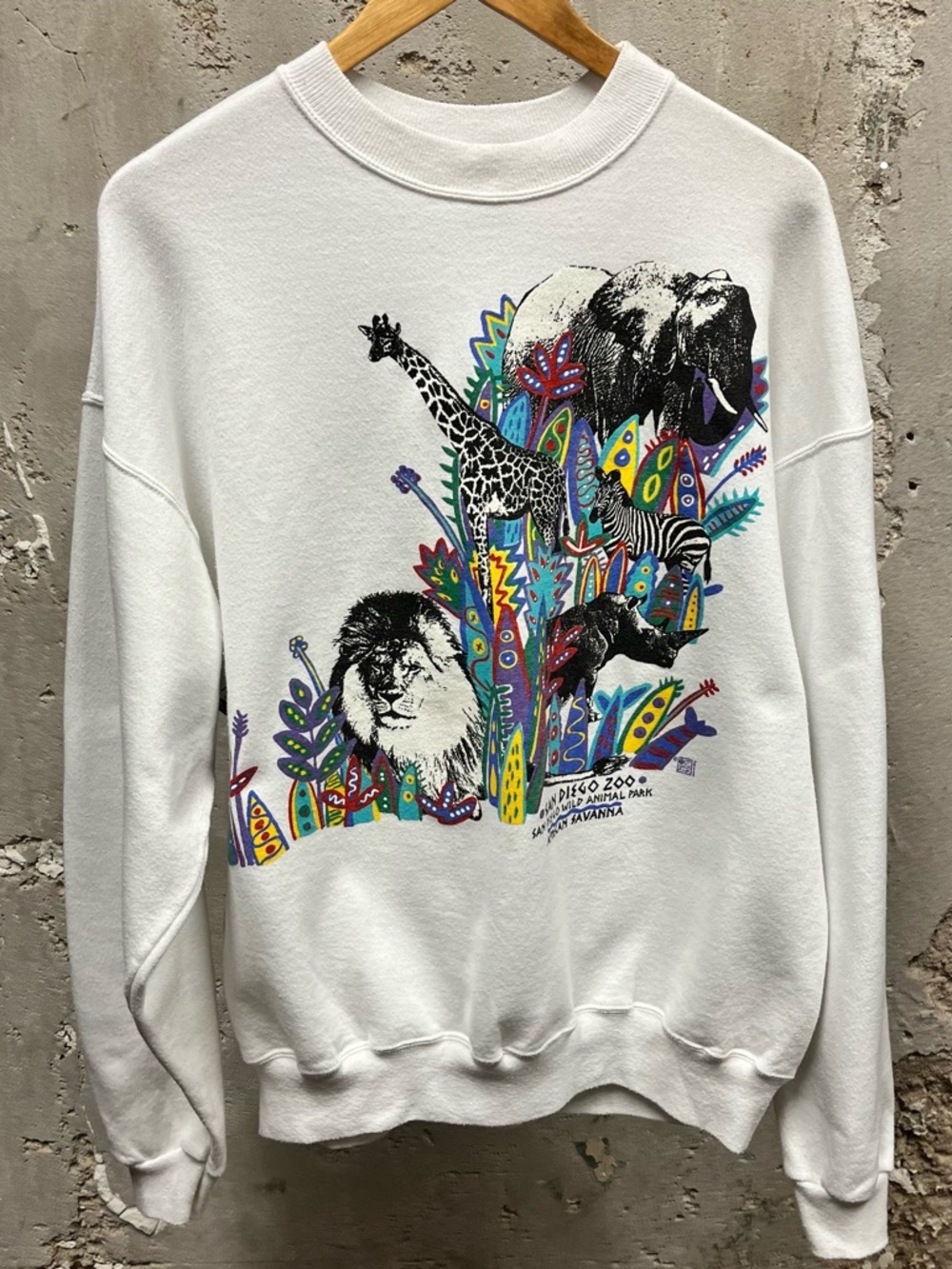 Vintage 90s San Diego Zoo Wild Animal Park Colorful Sweatshirt African Safari 2X